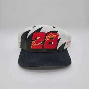 Vintage Logo 7 Ernie Irvan 28 Havoline Racing NASCAR Snapback Hat White Black